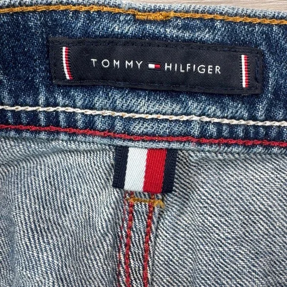Tommy Hilfiger Mens Blue Distressed Relaxed Fit Straight Leg Jeans  32x30 Y2K - Picture 13 of 16